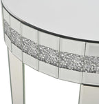 19.7" Mirror Side Table Round End Table with Crushed Diamond and Glass Top, Silver Coffee Table for Living Room, Bedroom, Sofa, Corner