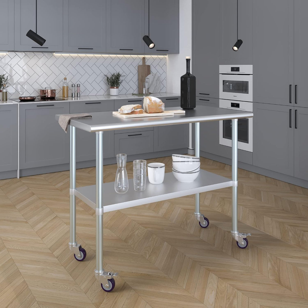Stainless Steel Table + Add Casters | Choose from 43 Sizes | NSF Metal Work Table for Kitchen Prep Utility | Commercial and Residential Applications.