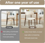 47" Round Dining Table Set for 4-6, Farmhouse Kitchen Table & 4 Beige Upholstered Fabric Chairs with MDF Tabletop and Base, Space-Saving Round Dinner Table Set for Small Apartments, Walnut