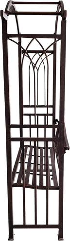 Bronze Aluminum Garden Arbor Arch with 2-Seater Bench