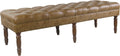 HomePop Tufted Decorative Bench, Light Brown Leather Large