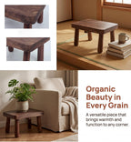 Chestnut Solid Wood Small Step Stool, Dark Brown, 11.8 x 8 x 7 in, Footrest Bench for Adults