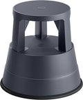 Rolling Step Stool with Wheels, 550lbs Capacity, Non-Slip Platform & Retractable Casters, Round Kick Stool for Library, Kitchen, Office, Garage, Portable for Adults/Seniors (Black)