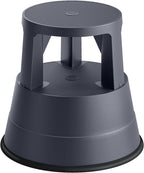 Rolling Step Stool with Wheels, 550lbs Capacity, Non-Slip Platform & Retractable Casters, Round Kick Stool for Library, Kitchen, Office, Garage, Portable for Adults/Seniors (Black)