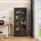 Glass Display Cabinet, 71" Tall Metal Curio Cabinet with Glass Doors, Black Display Case, Storage Cabinets with 4 Adjustable Shelves, Locking Storage Cases for Hallway, Kitchen, Living Room