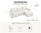124.8'' Oversized Modular Sofa Comfy Cloud Couch with Storage Wide L-Shaped Sectional Sofa Set with Chaise for Living Room, Covers Washable, 4-Seater with Ottoman, Chenille, White