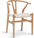 POLY & BARK Weave Dining Chair – Mid-Century Modern Wishbone Dining Chair with Arms, Solid Wood Frame, Indoor Use – Oak – Single - Ideal for Dining Room, Kitchen, or Stylish Accent Setting