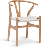 POLY & BARK Weave Dining Chair – Mid-Century Modern Wishbone Dining Chair with Arms, Solid Wood Frame, Indoor Use – Oak – Single - Ideal for Dining Room, Kitchen, or Stylish Accent Setting