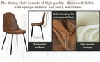 FurnitureR Modern Mid Century Leathaire Upholstered Kitchen Dining Chair, Armless Leisure Accent Chair with Black Metal Legs Space Saving for Dining Kitchen Living Room (Brown, Set of 6)
