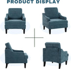 Accent Chair for Living Room,Mid-Century Arm Chair Fabric Living Room Chairs,Upholstered Reading Chair for Bedroom,Single Sofa Chair with Wood Legs for Apartment (1, Chenille Blue)