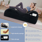 Yoga Chair Lounge for Adult, Ergonomic Chaise Lounge Chair with Side Pocket, Headrest, Waist Pad, Perfect for Stretching, Massage, and Relaxation, Used in Living Room, Bedroom（Black）