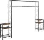Queen Bed e with 2 Nightstands Headboards with Storage Cabinet, Headboard with Shelves, Bookcase Headboard Queen Easy Assembly for Bedroom Iron and Wood Rustic Brown