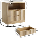IRONCK Fluted Night Stand Set of 2, Oak