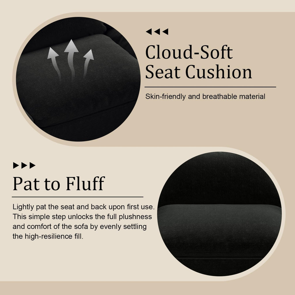 Modular Sectional Sofa Cloud Couch,Down Filled Comfy Cloud Modern Sofa,Black Linen L Shape Oversized Couch Cushion Covers Removable Furniture for Living Room