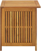 Gecheer Wooden Storage Box, Garden Storage Bench with Water-Resistant Bag, 60x50x58 cm Solid Acacia Wood Organizer for Outdoor Indoor Use