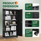 Letaya Metal Garage Storage Cabinets with Wheels,Steel Tool Cabinets Lock Door and Adjustable Shelves for Home,Office,Warehouse Organisieren (Black, 75" H)