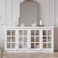 Timechee Large Cupboard, Modern Kitchen Food Pantry Storage Cabinet, White Hanging Bathroom Wall Mounted Cabinet Storage with Glass Shelf and Doors for Laundry Room(63.4"x 16.5"x 31.5")
