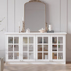 Timechee Large Cupboard, Modern Kitchen Food Pantry Storage Cabinet, White Hanging Bathroom Wall Mounted Cabinet Storage with Glass Shelf and Doors for Laundry Room(63.4"x 16.5"x 31.5")
