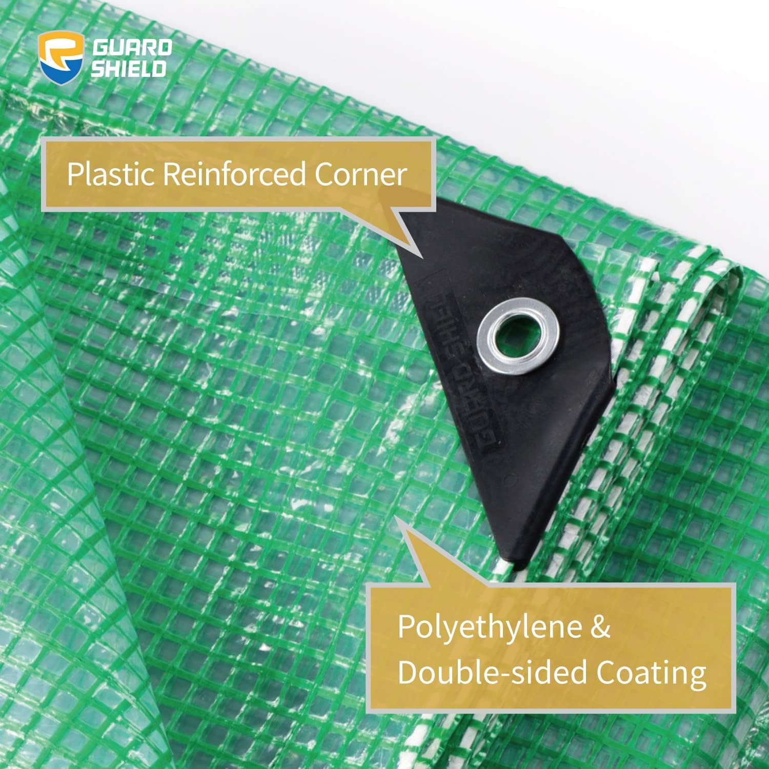 GUARD SHIELD Clear Green Tarp Heavy Duty 8x20 Feet Waterproof for Greenhouse Outdoor Garden Poly Cover UV Resistant 3x3 Weave 10mil