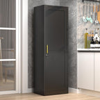 Metal Narrow Pantry Cabinet with Doors and Shelves, 67" H Tall Locker Cabinet for Kitchen, Living Room, Bathroom, 1 Door with Lock, Black