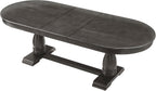 Mid-Century Modern Wooden Dining Table Extendable Oval Dining Table with 18" Leaf and Heavy Duty Column Legs, 76-inch Oversized Oval Wood Diningtable