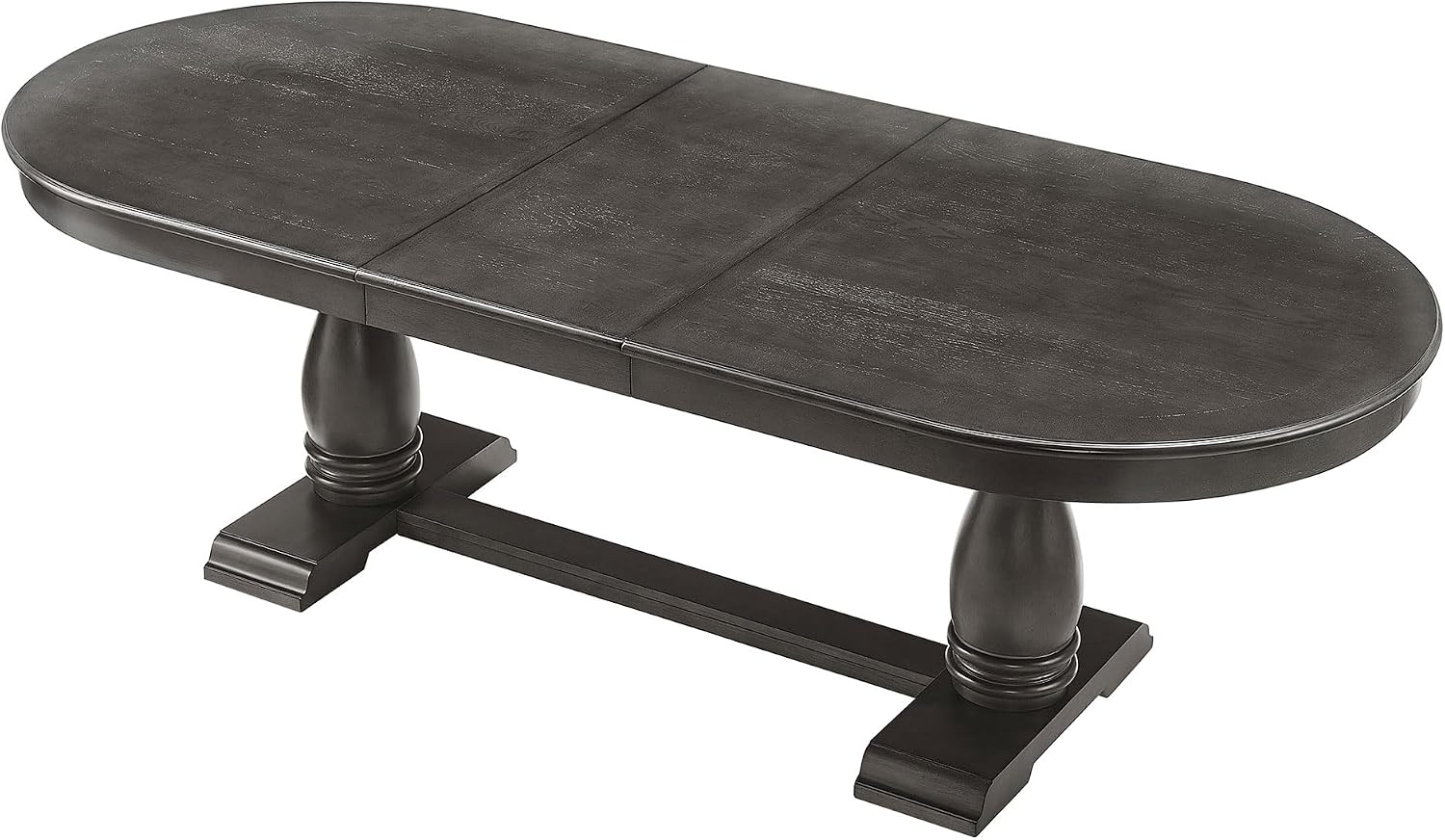 Mid-Century Modern Wooden Dining Table Extendable Oval Dining Table with 18" Leaf and Heavy Duty Column Legs, 76-inch Oversized Oval Wood Diningtable