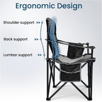 Oversized Camping Chair 500lbs Capacity for Big and Tall, 2 Pack Extra Wide Padded Folding Chair for Heavy People, Heavy Duty Portable Outside Chair with Cooler Bag & Cup Holder, Black