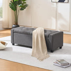 Storage Bench for Bedroom, 48.4'' End of Bed Grey Ottoman Lined Fabric Upholstered Shoe Bench for Entryway, Hallway, Bedroom, Cloakroom, Living Room, Grey.