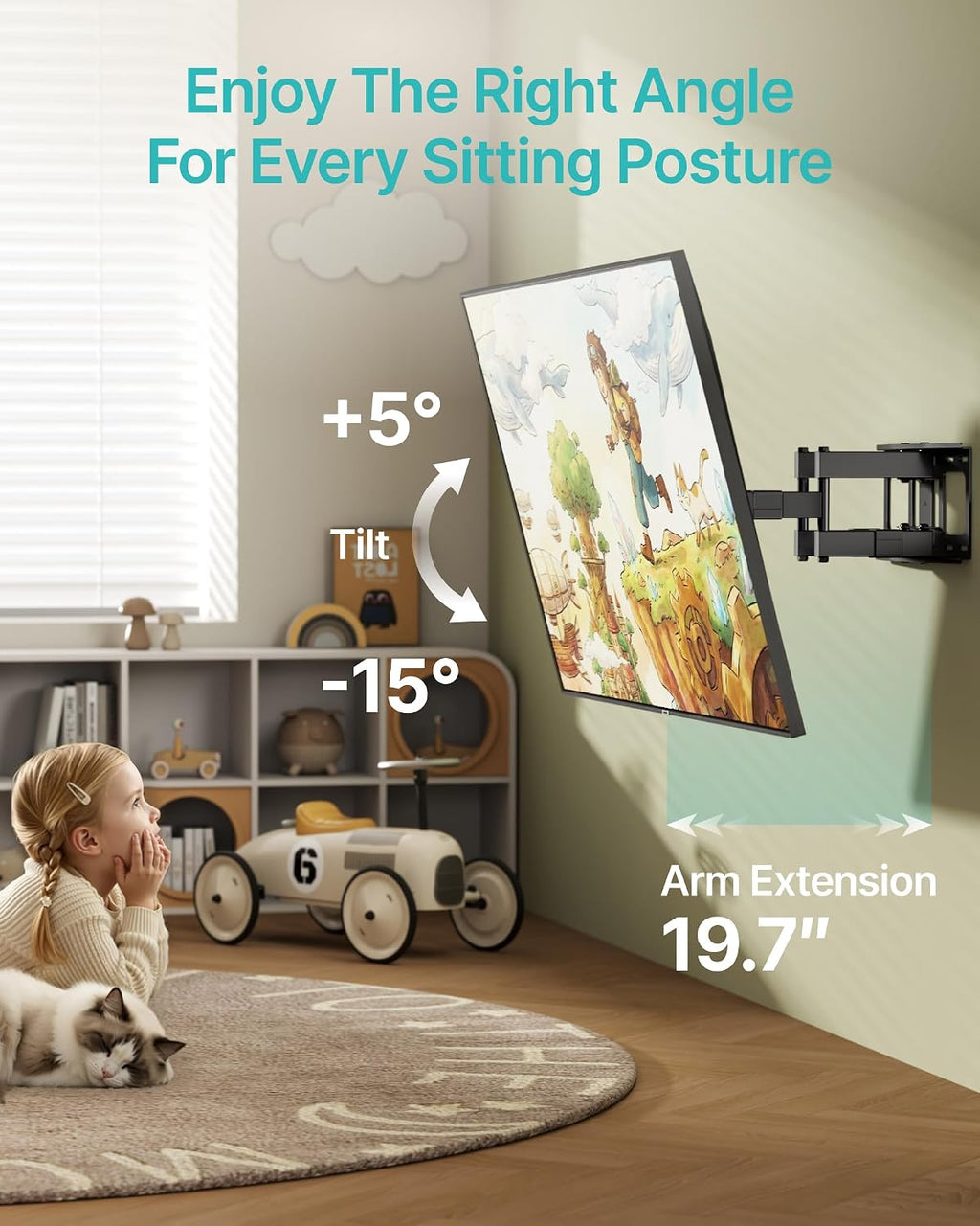 Pegzone Full Motion TV Wall Mount for 37-90 Inch TVs up to 132lbs | Swivel Tilt Extension Heavy Duty TV Bracket with Articulating Arms, Pre-Assembled Mount, Max 16" Wood Studs, VESA 600x400mm