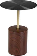 LeisureMod Round Side Table with Modern Stainless Steel Pedestal Base, Chic Accent End Table and Multi-Functional Indoor Nightstand for Living Room, Bedroom, Sofa or Small Spaces, Brown
