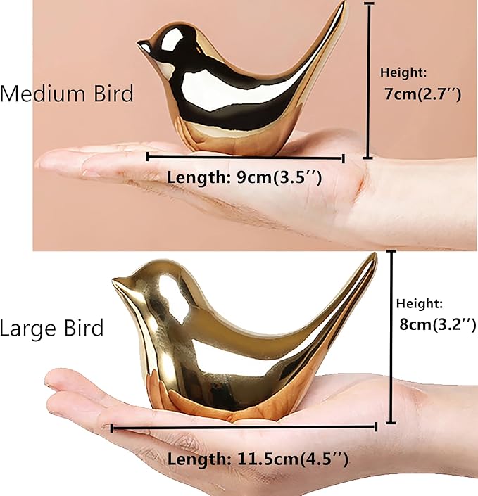 FANTESTICRYAN Small Birds Statues Gold Home Decor Modern Style Figurine Decorative Ornaments for Living Room, Bedroom, Office Desktop, Cabinets
