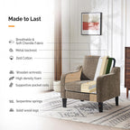 VINGLI Accent Chairs Set of 2, Modern Traditional Armchair for Living Room | Light Brown Reading Chair for Bedroom, Chenille Upholstered Sofa Chairs, Comfy Chair for Small Space, Apartment, Waiting Room