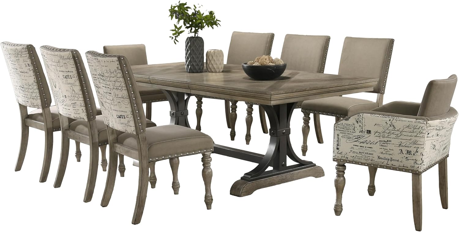 Roundhill Furniture Birmingham Dining Set, One Size, Driftwood Finish
