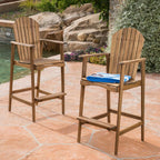 Adirondack Bar Stools, Set of 2 Natural Stained Acacia Wood Outdoor Barstools, Patio Counter Chairs for Backyard Deck Garden Porch Bar Seating