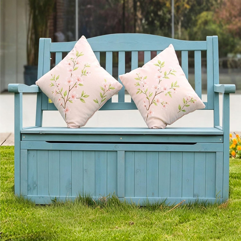 Deck Box Storage Bench, Patio Furniture, Solid Wood, Waterproof, with Armrest, 2-Person Outdoor Bench for Garden, Porch, Poolside for Porch, Backyard and Park(C)