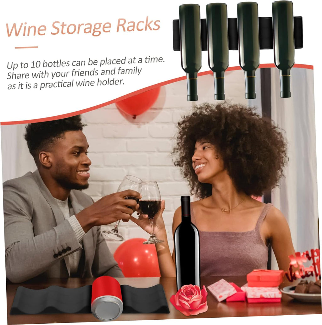 Black Silicone Wine Holder Foldable Bottle Stacking Mat for Sealed Bottles | Pyramid Shape, Format, Anti Slip Pads, Portable Design for Bar Display and Storage