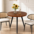 Round Dining Table, Small Dining Table for 2, 31.5" Round Table, Mid-Century Modern Kitchen Table with 1.4" Thickness Wood Grain Tabletop for or Small Space, Dining Room, Kitchen, UG Brown