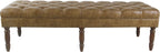 HomePop Large Upholstered Tufted Bench – Light Brown Leather