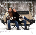REALEAD Heated Double Camping Chair - Heated Loveseat Camping Chairs for Adults with 3 Heat Levels and 4 Heating Zones - Oversized Heated Chairs Outdoor Sports Supports 650 lbs Battery NOT Included