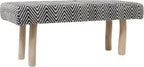 Deco 79 Polyester Chevron Bench with Wood Legs, 48" x 18" x 20", Black