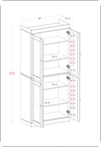 Palace Imports Solid Wood Kitchen Pantry Cabinet - 71.5" Tall x 32" Wide - Wooden Storage Cabinet with 4 Doors & Adjustable Shelves, Navy Blue, 100% Renewable Eco-Friendly Wood, Made in Brazil