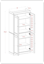 Palace Imports Solid Wood Kitchen Pantry Cabinet - 71.5" Tall x 32" Wide - Wooden Storage Cabinet with 4 Doors & Adjustable Shelves, Mocha, 100% Renewable Eco-Friendly Wood, Made in Brazil