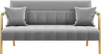 Yaheetech 56.5" Small Sofa 2 Seater Couch with Gold-Tone Legs, Light Gray