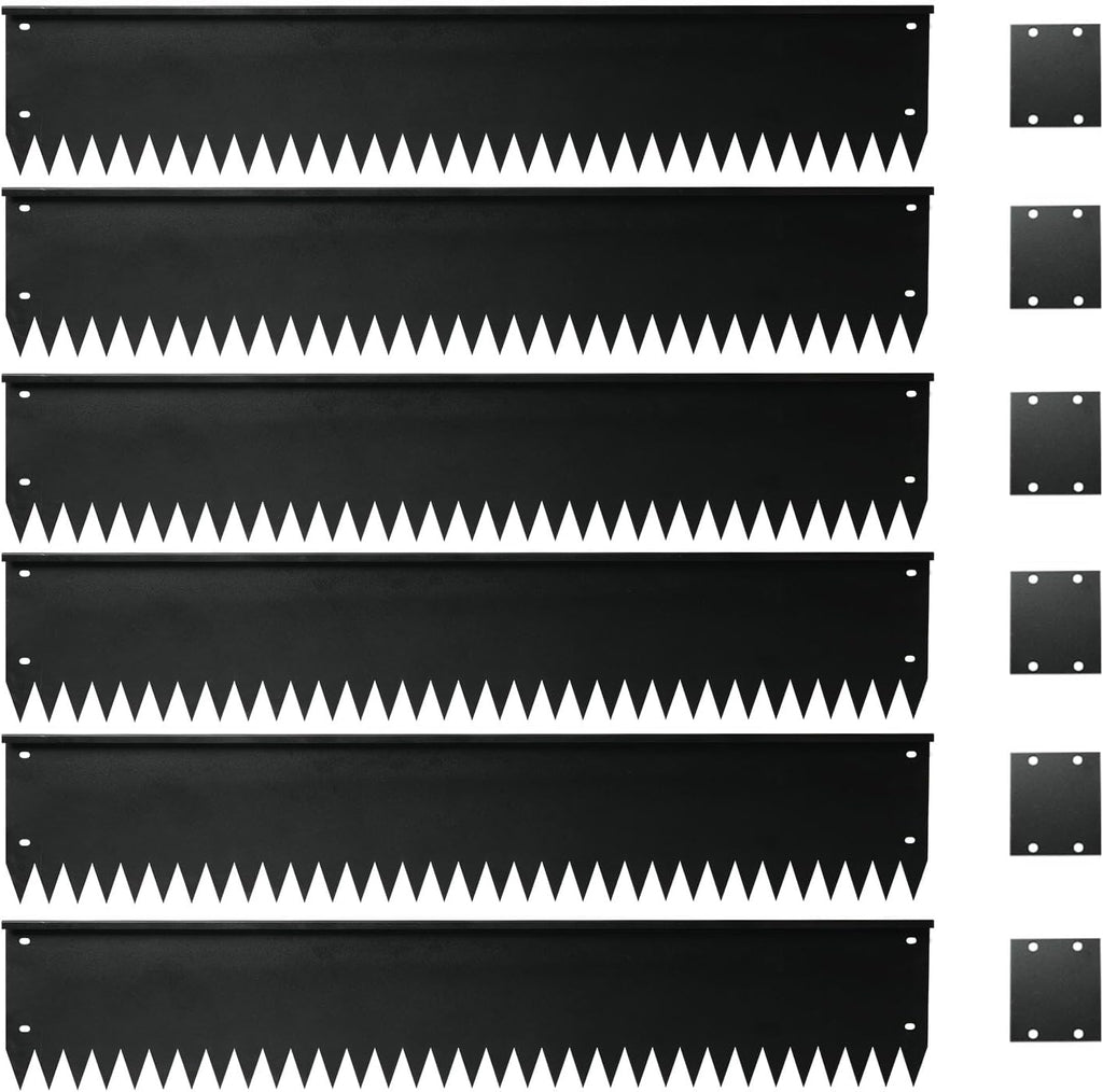 Steel Garden Edging with Top Bending Protection Metal Lanscape Edging Steel Lawn Edging 40 inch Strips, 6 inch Depth 90 Degree Bend for Garden,Lawn,Backyard, 6 Pack (6 inch-90 Degree Bend, Black)