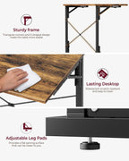 Vantic 31.5" Folding TV Tray Table for Eating on Couch, Rustic Brown | Foldable Couch Desk Table for Small Spaces, Extra Large TV Dinner Trays, Portable Fold Computer Writing Desk for Home Office