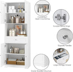 Set of 2 Tall Kitchen Pantry Storage Cabinet with Doors and Shelves, White | Modern Kitchen Hutch Cabinet with Storage Drawer & Bar Cabinet, 67” Cupboard Furniture Set for Kitchen and Dining Living Room