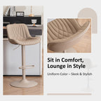 YOUTASTE Bar Stools Set of 2, Adjustable Swivel Counter Height Barstools with Back, All Khaki Faux Leather Upholstered Bar Chairs with Metal Base, Stools for Kitchen Island or Home Bar