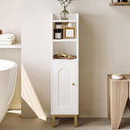 Hzuaneri Bathroom Storage Cabinet, Small Corner Floor Cabinet | Narrow Toilet Paper Holder, Bathroom Organizer with Adjustable Shelf, 2 Doors, for Small Spaces, White BC08203X