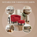 INZOY Oversized Accent Chair with Ottoman, 23.2" W Oversized Club Chair with Ottoman Set, Comfy Fabric Barrel Reading Chairs for Living Room Bedroom, Round Reading Chair with Foot Rest, Red