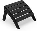 Adirondack Ottoman Footrest for Adirondack Chair, All-Weather HDPE Outdoor Foot Stool, Folding Patio Ottoman for Lawn, Garden, Deck, Backyard, Black